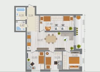 Продажа 4-ком. квартиры, 95.5 м2, деревня Разбегаево