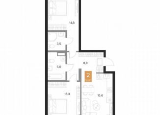 Продаю двухкомнатную квартиру, 65.1 м2, Курск