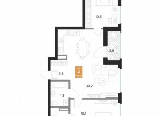 Продается 2-комнатная квартира, 69.8 м2, Курск