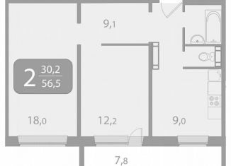 Продаю 2-ком. квартиру, 56.5 м2, поселок Зональная Станция, улица Королёва, 20