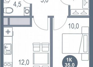 1-комнатная квартира на продажу, 35 м2, Котельники, микрорайон Новые Котельники, 11