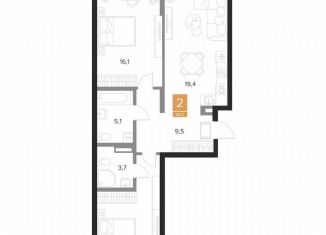 Продажа 2-ком. квартиры, 68.3 м2, Курск