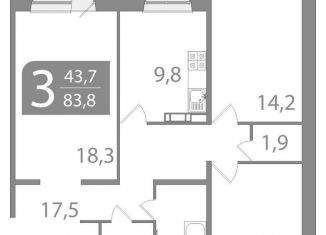 Продаю 3-ком. квартиру, 83.8 м2, Томск, улица Пришвина, 46