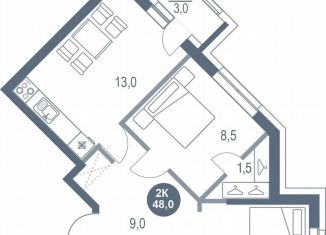Двухкомнатная квартира на продажу, 48 м2, Котельники, микрорайон Новые Котельники, 11