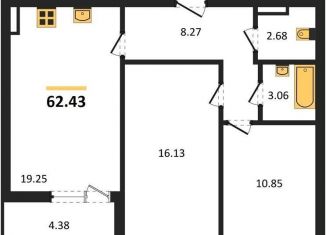 Двухкомнатная квартира на продажу, 62.4 м2, село Новая Усмань, бульвар Художников, 4