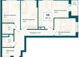 3-комнатная квартира на продажу, 81.5 м2, Екатеринбург, Чкаловский район, улица 8 Марта, 197