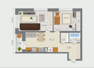 Продажа 2-ком. квартиры, 64.4 м2, деревня Разбегаево, квартал Эко Гармония, 5