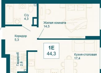 Продажа 1-ком. квартиры, 44.3 м2, Екатеринбург, улица 8 Марта, 197, ЖК Новая ботаника