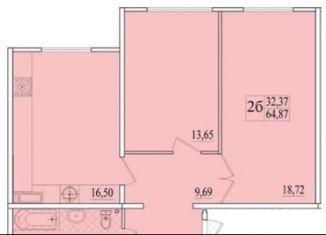Двухкомнатная квартира на продажу, 64.9 м2, село Мирное