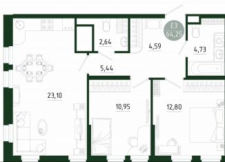 Продам 2-комнатную квартиру, 64.3 м2, Тула, улица Генерала Маргелова, 9В