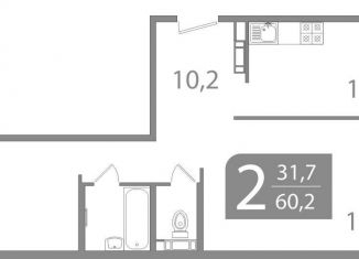 Продается двухкомнатная квартира, 60.2 м2, Томск, улица Пришвина, 46