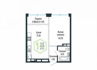 Продаю однокомнатную квартиру, 40.1 м2, Краснодар, микрорайон Черемушки, Обрывная улица
