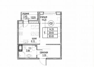 Продается 1-комнатная квартира, 29.5 м2, Кудрово, проспект Строителей, 5