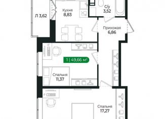 2-комнатная квартира на продажу, 49.7 м2, Сертолово
