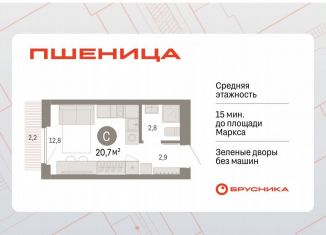 Продаю квартиру студию, 20.7 м2, рабочий посёлок Краснообск, ЖК Пшеница