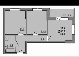 Продаю двухкомнатную квартиру, 60.8 м2, Ростов-на-Дону, Советский район