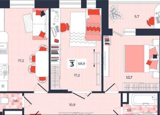 Продаю 3-ком. квартиру, 68.9 м2, Тула