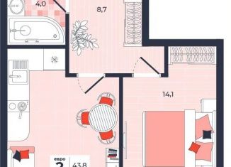 Продажа 2-ком. квартиры, 43.8 м2, Тула