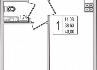 Продается 1-ком. квартира, 40 м2, Псков, Рижский проспект, 94Г