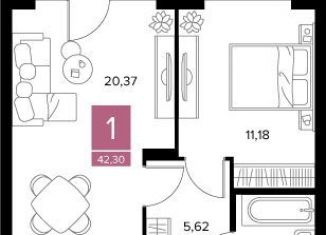 Продам 1-комнатную квартиру, 42.3 м2, Рязань