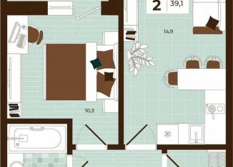 Продам двухкомнатную квартиру, 39.1 м2, Тула