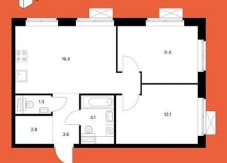 Продажа 2-ком. квартиры, 54.3 м2, Москва, Люблинская улица, 74к3, ЖК Люблинский Парк