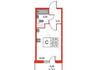 Квартира на продажу студия, 23.3 м2, Санкт-Петербург, Русановская улица, 20к3, ЖК Аквилон Скай