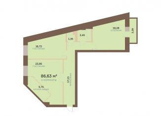 Продам 3-комнатную квартиру, 87.2 м2, Красноярск, Парусная улица, 3, Свердловский район