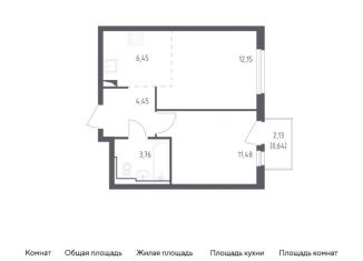 1-комнатная квартира на продажу, 38.9 м2, село Остафьево, жилой комплекс Остафьево, к17