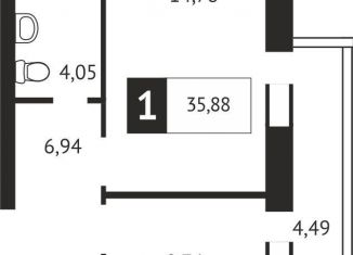 Продаю 1-комнатную квартиру, 35.9 м2, поселок Отрадное