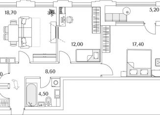 Продам двухкомнатную квартиру, 68 м2, Санкт-Петербург, метро Комендантский проспект