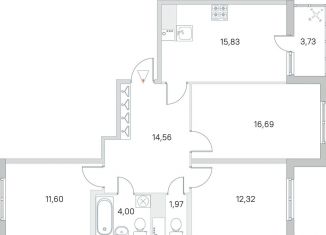 Продается трехкомнатная квартира, 78.8 м2, городской посёлок Янино-1