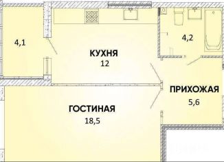 1-комнатная квартира на продажу, 44.4 м2, Краснодар, микрорайон Губернский, Домбайская улица, 57