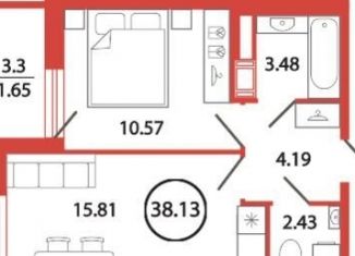 Продам однокомнатную квартиру, 38 м2, Санкт-Петербург, улица Дыбенко, метро Улица Дыбенко