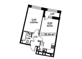 Однокомнатная квартира на продажу, 38 м2, Мурино, проспект Авиаторов Балтики, 25