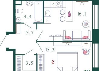 Продается трехкомнатная квартира, 90.6 м2, Москва, 1-я очередь, к4, ЖК Шагал