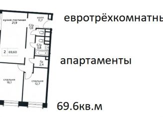 Продам 2-комнатную квартиру, 69.6 м2, Москва, Стремянный переулок, 2, ЖК Амарант