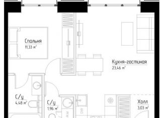 Продам однокомнатную квартиру, 44.3 м2, Москва, ЖК Павелецкая Сити, Дубининская улица, 59к3