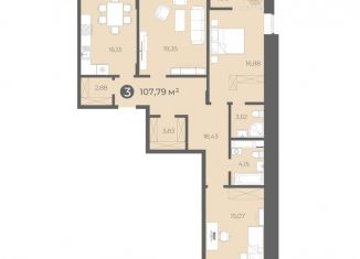 Продажа трехкомнатной квартиры, 107.8 м2, Чувашия