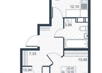 Продажа двухкомнатной квартиры, 56.9 м2, Коммунар, Славянская улица, 8к1, ЖК Ново-Антропшино