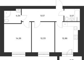 Продается 2-комнатная квартира, 59.6 м2, Тула