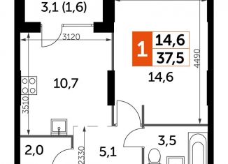 Продается 1-комнатная квартира, 37.5 м2, Москва, жилой комплекс Сидней Сити, к2, станция Хорошёво