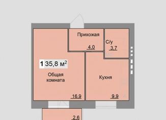 Продам 1-комнатную квартиру, 35.8 м2, Тульская область, площадь Ленина