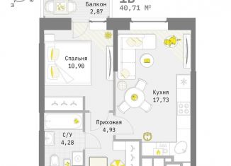 Продается однокомнатная квартира, 40.7 м2, Тульская область