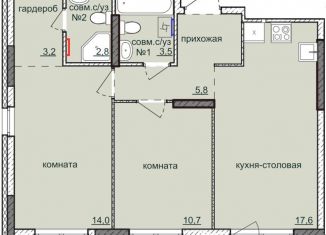 2-комнатная квартира на продажу, 57.5 м2, Ижевск, ЖК Ежевика
