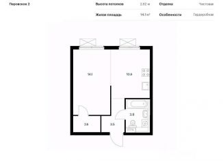 Продается однокомнатная квартира, 34.6 м2, Москва, ЖК Перовское 2
