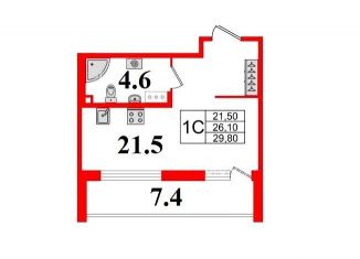 Продаю квартиру студию, 26.1 м2, Санкт-Петербург, муниципальный округ Светлановское, Манчестерская улица, 3