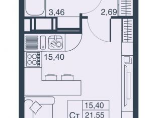 Продажа квартиры студии, 22.8 м2, Мурино, ЖК Мурино Парк, Ручьёвский проспект, 3к1