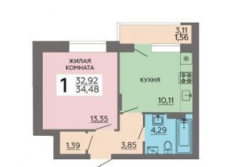 Продам 1-комнатную квартиру, 34.5 м2, Воронеж, улица Независимости, 80Б, Коминтерновский район