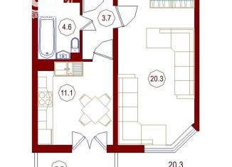 Продается 1-комнатная квартира, 41.4 м2, Воронеж, ЖК Крымский Квартал